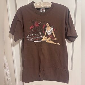 Vintage Harley-Davidson Pin-Up Brown Tee